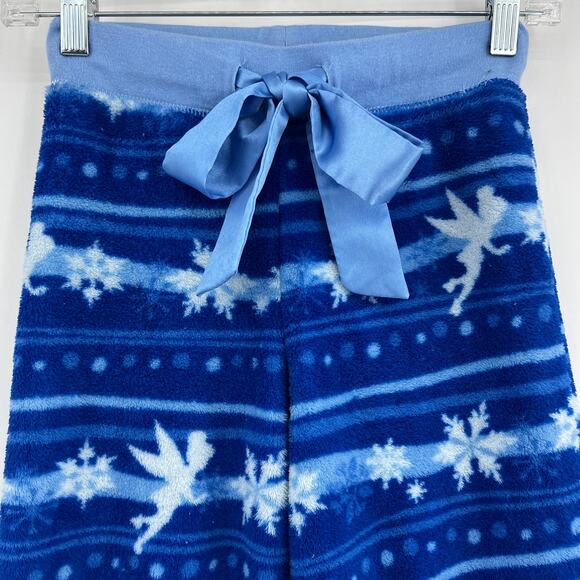 Disney Tinkerbell Blue Flannel Pajama Pants Women's Small Winter PJ Y2K - Picture 3 of 5